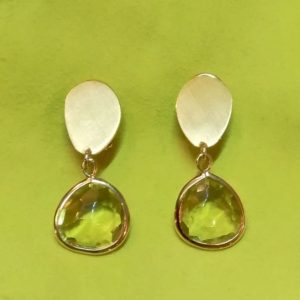 Orecchini argento rosè con quarzi lemon