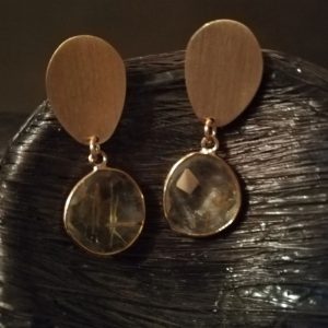 Orecchini argento rosé con quarzo rutilato